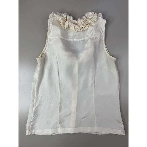 J.Crew 100% Silk Annalise Ruffle Top 4 Ivory Quiet Luxury Preppy Old Money - Picture 10 of 12